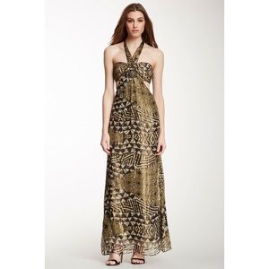 BCBG MAXAZRIA Maj Silk Blend Halter Maxi Dress